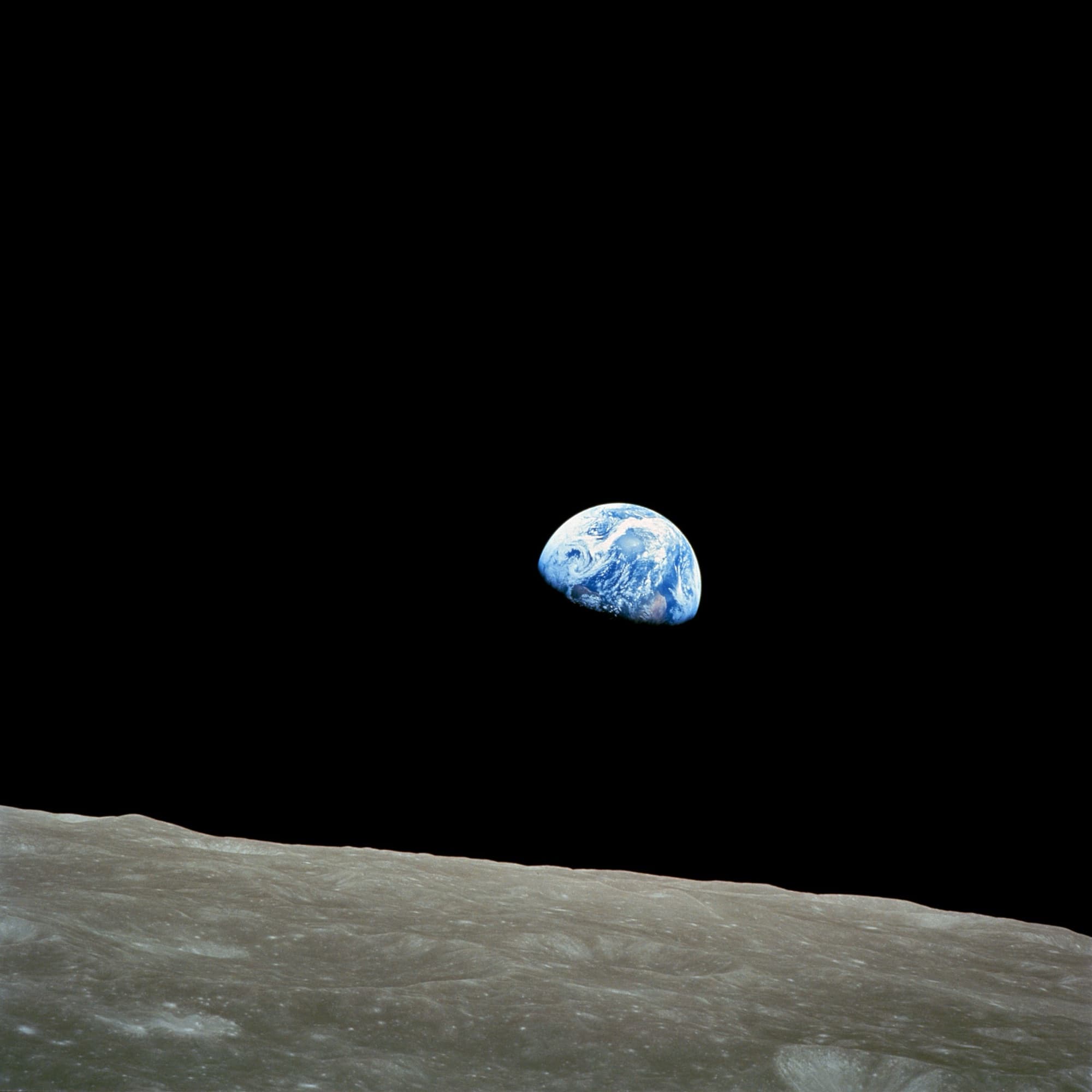 The Earth rising over the Moon, photographed from Apollo 8